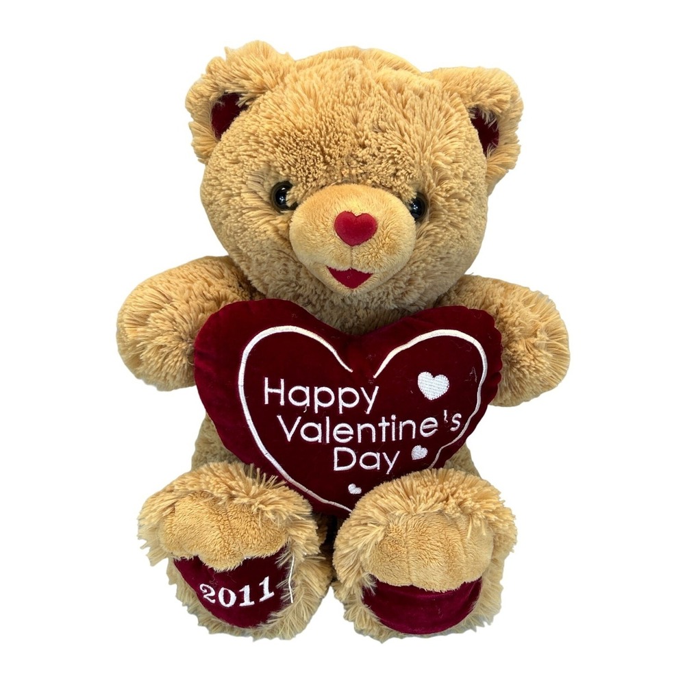 Dan Dee 19" Plush Teddy Bear Brown Red Heart Nose Pillow Valentines Day 2011